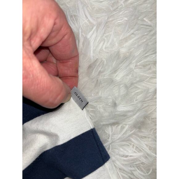 Olzen Men’s Sz. 105 Ivory & Navy Striped Tee. Fantastic Quality & Condition - Picture 2 of 8